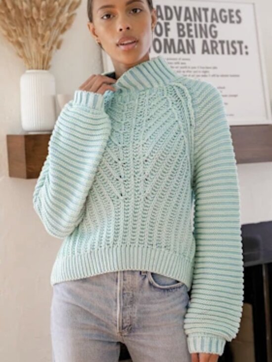 Free People Sweaters - Free People Chunky Rib Knit Sweetheart Sweater | Light Blue | XS